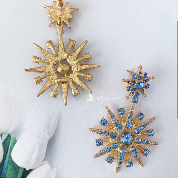 Oscar de la Renta blue crystal earrings - Picture 2 of 2